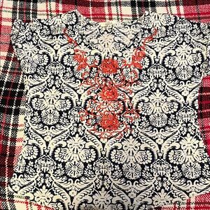 Navy and cream Solitaire Patterned Top Size S